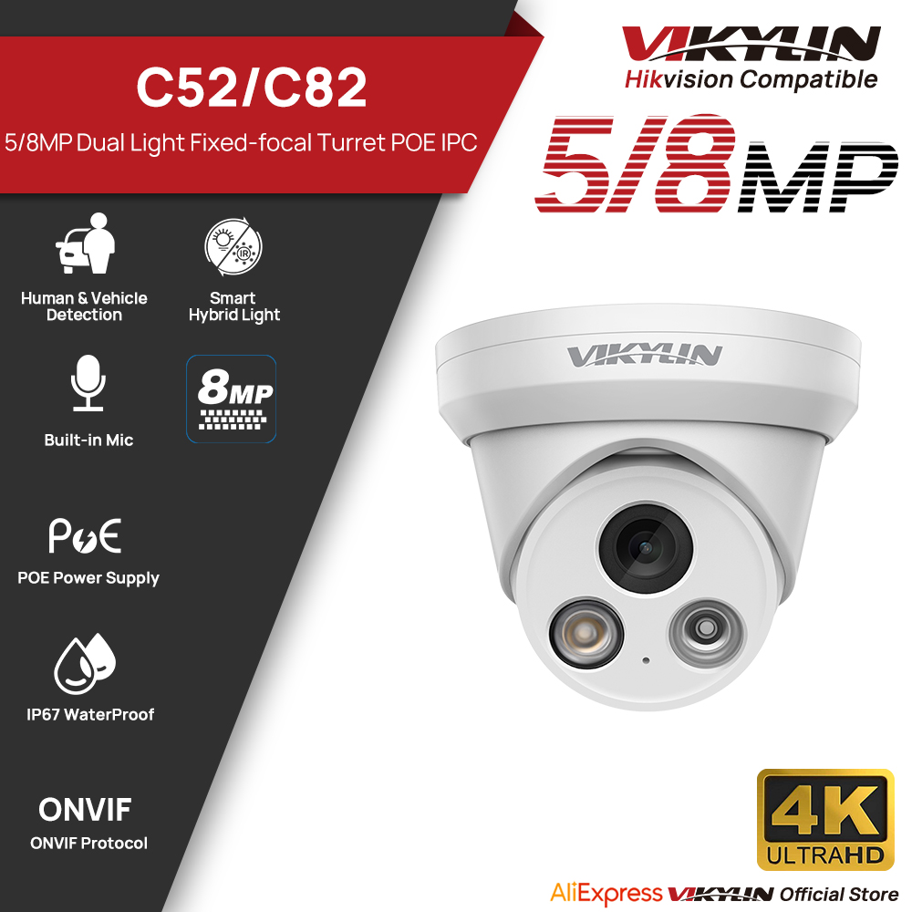 Outdoor Lighting Mains Powered - VIKYLIN 5/8MP 4K IP Kamera Çift