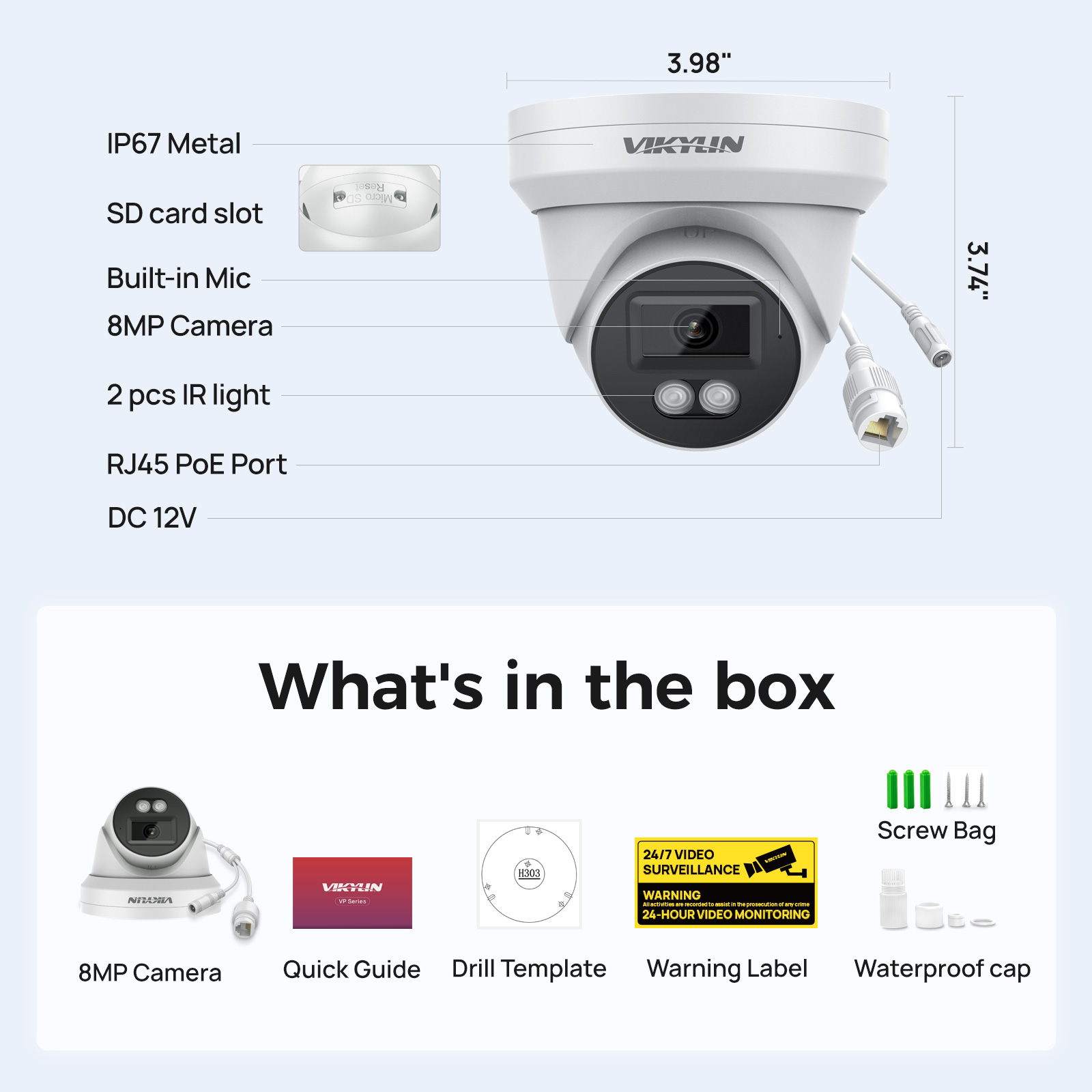 Outdoor Lighting Mains Powered - VIKYLIN 8MP HD IP Güvenlik Kamerası