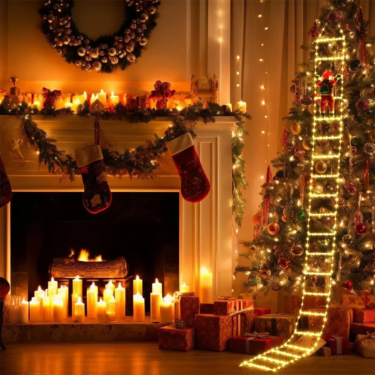 Noel baba ev için LED merdiven - Outdoor Lighting Xmas incelemesi ve fiyatı
