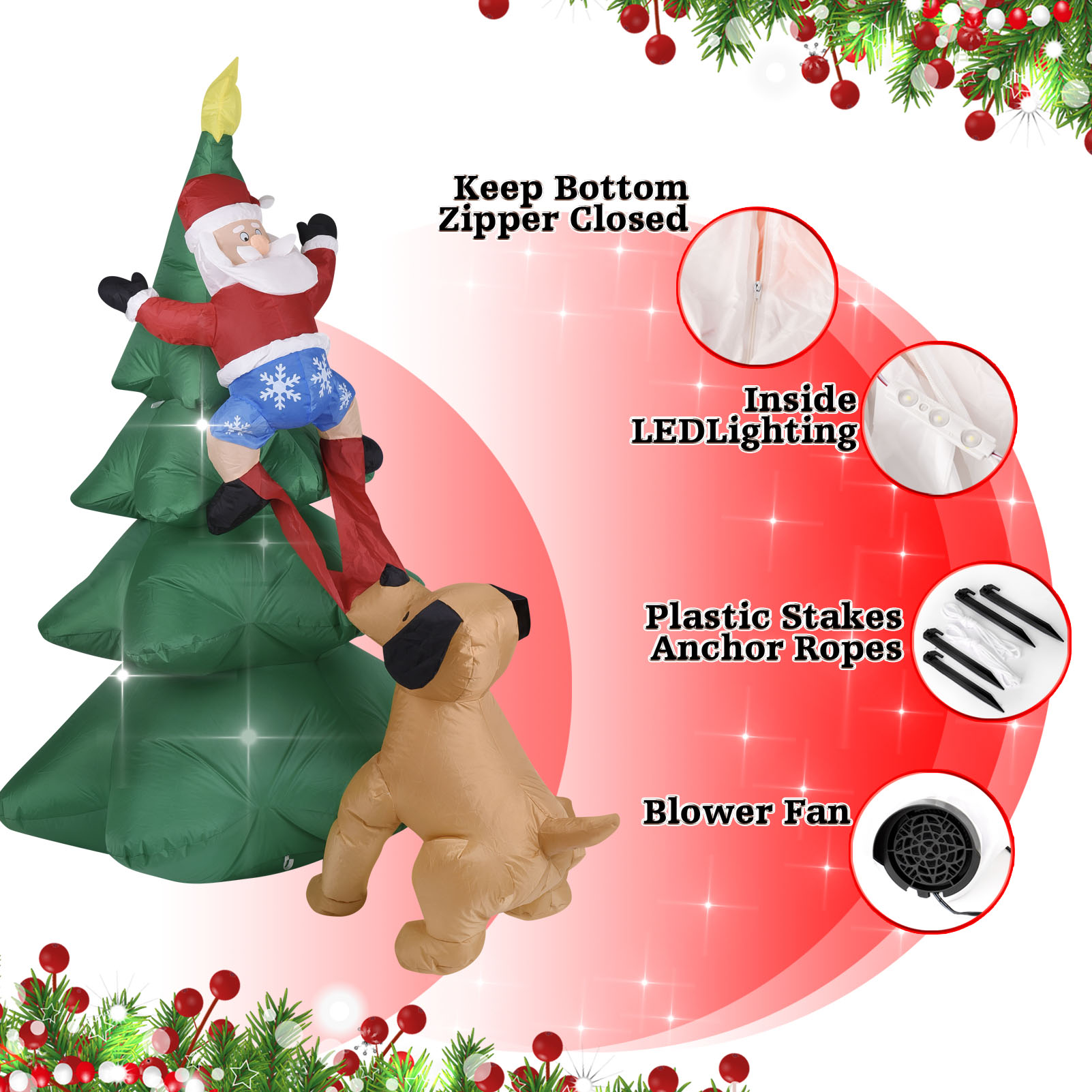 Noel Şişme Köpek, Noel Baba il - Outdoor Lighting Xmas incelemesi ve fiyatı