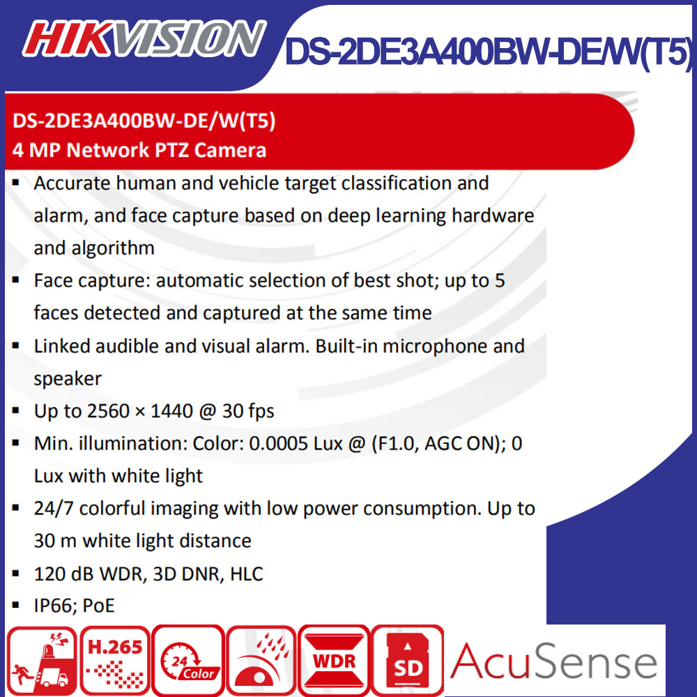 Hikvision DS-2DE3A400BW-DE/W(T - Outdoor Lighting Mains Powered incelemesi ve fiyatı